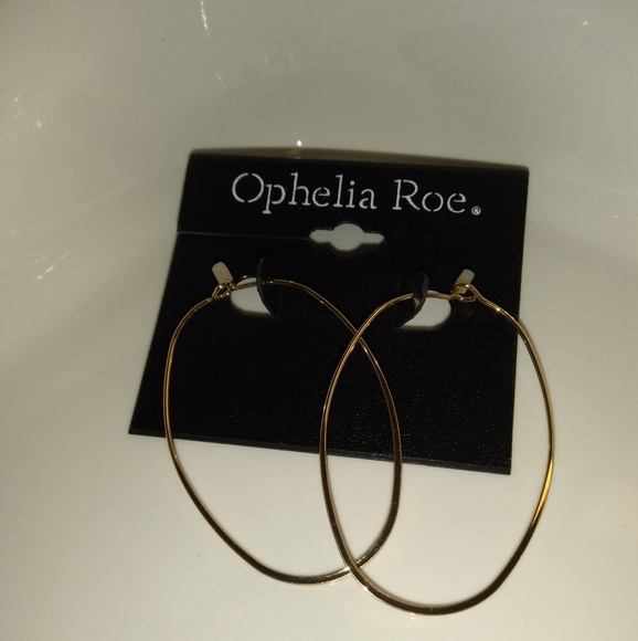 Gold Oval Hoop Earrings - Picture 2 of 3